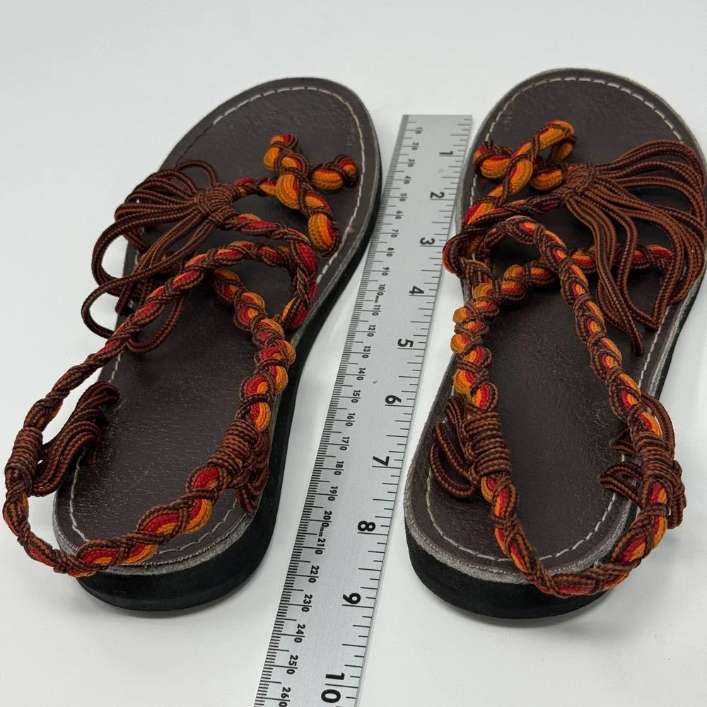 Free Ways Sandals Size Small Open Toe‎ Multi Color Braided Strap Sandals Women's